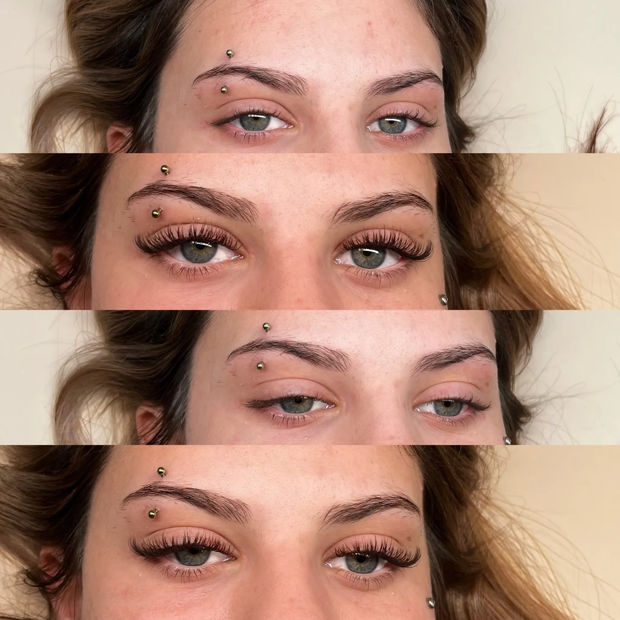 Four views of a finished lash set