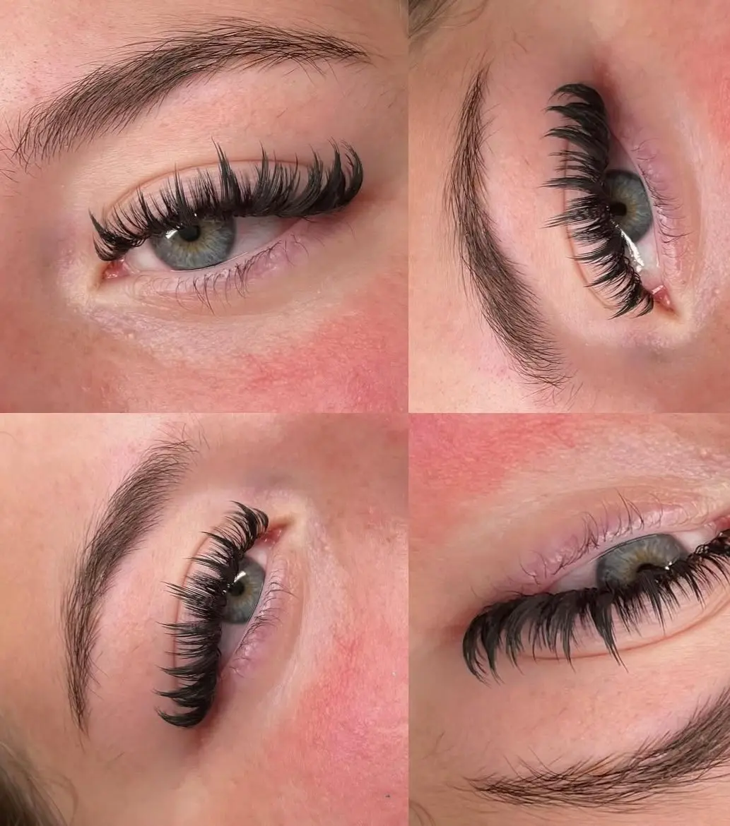 Spiky volume lash set from four angles