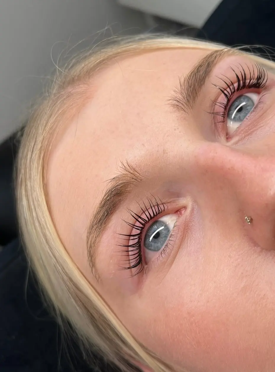 Lifted lashes on a blonde client