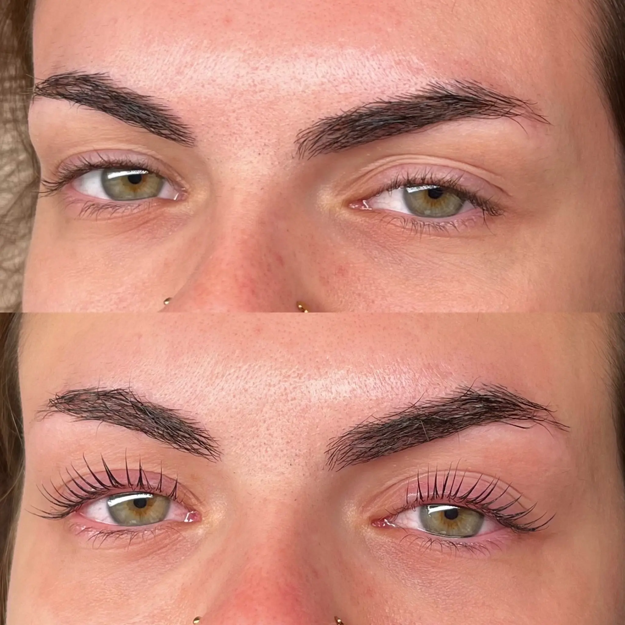 Brow lamination before and after